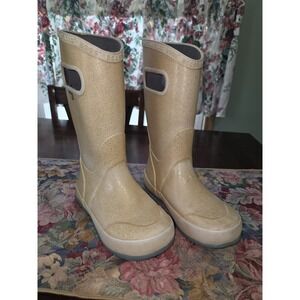 BOGS Glitter Rose Gold Rubber Waterproof Rain Boots Youth Size 13
